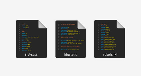 css htaccess and robotstxt realistic flat vector image