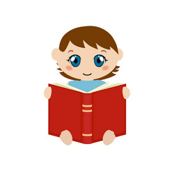 Cute baby sitting and reading book vector