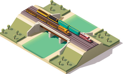 Isometric suspension bridge Royalty Free Vector Image