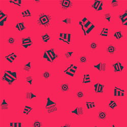 set binary code processor cpu coal mine trolley vector image