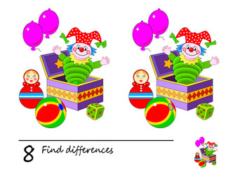 find 8 differences logic puzzle game for children vector image
