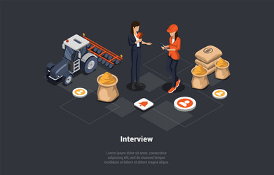 Interview broadcasting communication and brief Vector Image