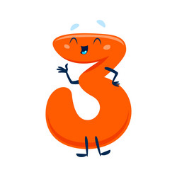 Cartoon cute funny number three character vector