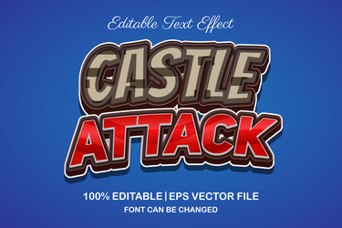 castle attack 3d editable text effect vector image