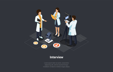 interview broadcasting communication and brief vector image