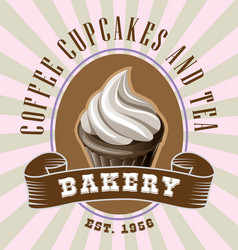 Retro Cupcake Bakery Label Vector Image