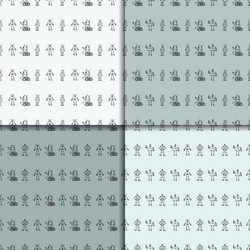 Robot doodles pattern set vector