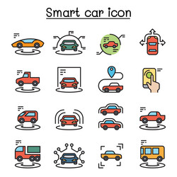 smart car icon set in colorline style Vector Image