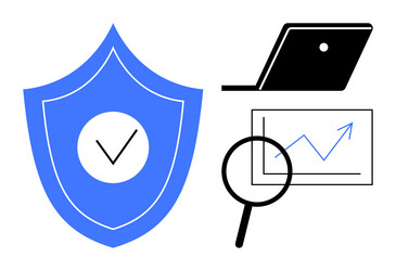 digital security and data analysis with shield vector image