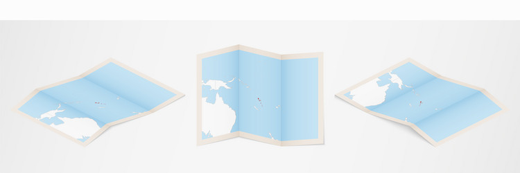 folded map vanuatu in three different versions vector image