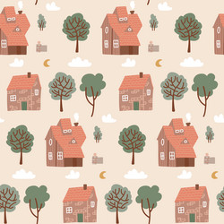 Seamless pastel colorful pattern with houses vector