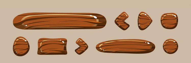 Wooden buttons for user interface design in game vector