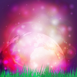abstract background of globe with grass view vector image