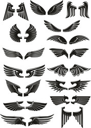 Heraldic Black Wing Icons Vector Image