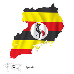 Map of uganda with flag vector