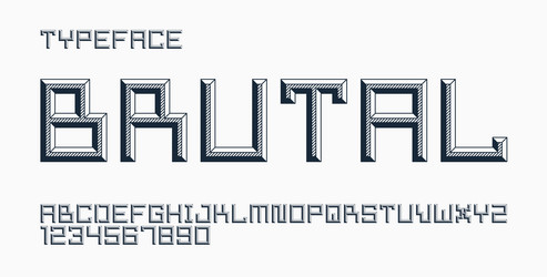 minimal geometric cyberpunk font with facet vector image