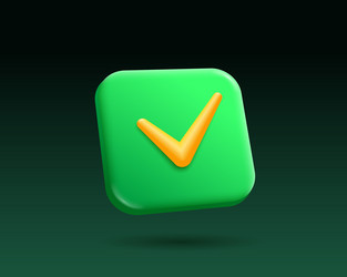 accept tick check mark 3d render button vector image