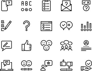 survey line icons quiz and checklist stroke vector