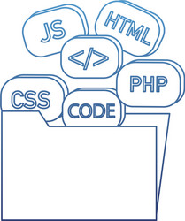 degraded outline folder file with programming code vector image