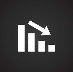 Down chart icon on background for graphic and web vector