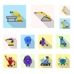 isolated object of robot and factory logo set vector image