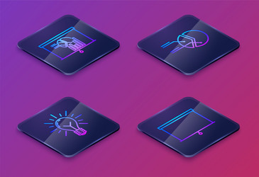 set isometric line board with graph chart light vector image