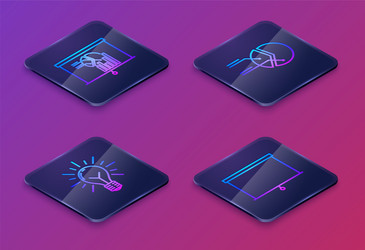 set isometric line board with graph chart light vector