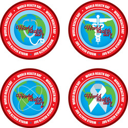 set labels with text and elements for world health vector image