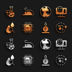set processor cpu genetic engineering atom vector image