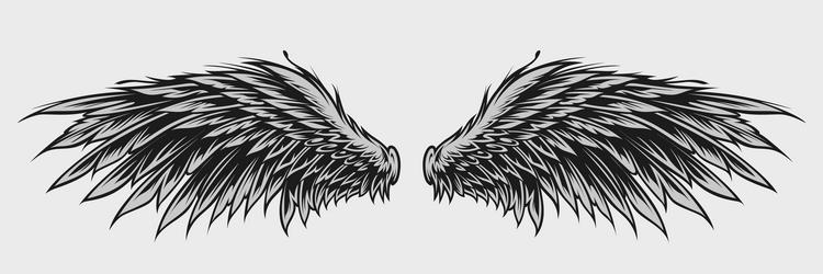 Tattoo Style Wing Motif Vector Image