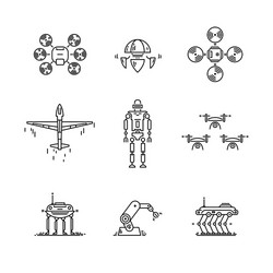 Thin line icons set of high technology artificial vector