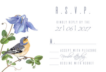 Elegant Blue Floral RSVP Card Vector Image