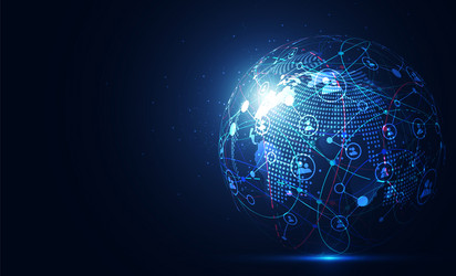 global network connection world map point vector image