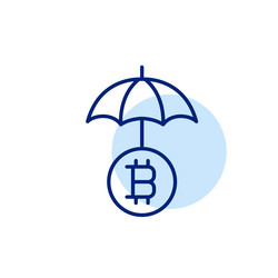 open umbrella and bitcoin symbol blockchain vector image