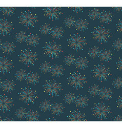 Seamless firework salute pattern isolated on blue vector