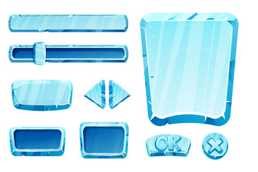 Set game menu assets ice buttons interface vector