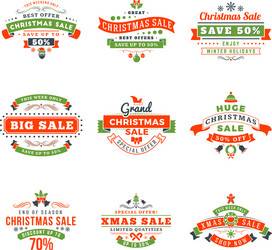 set of christmas sale vintage badges typographic Vector Image