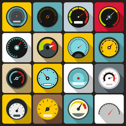 Speedometer icons set flat style vector