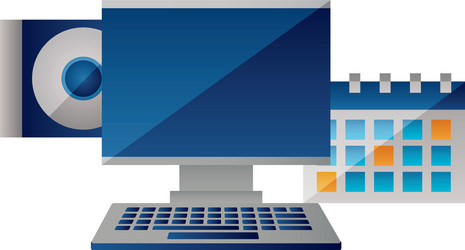 computer monitor calendar compact disk vector image