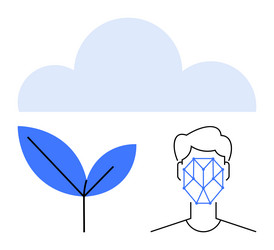 face recognition cloud computing vector image
