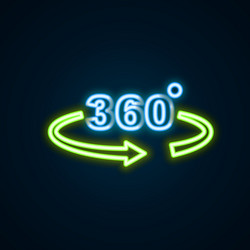 glowing neon line 360 degree view icon isolated vector image