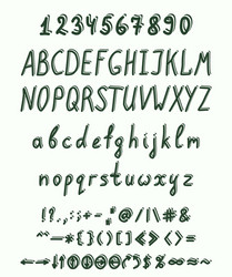 handwritten font with a full set of elements vector image