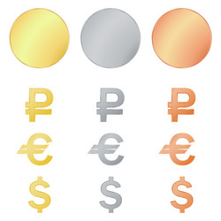 set metals empty round smooth shiny coins vector image