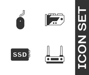 set router and wi-fi signal computer mouse ssd vector image