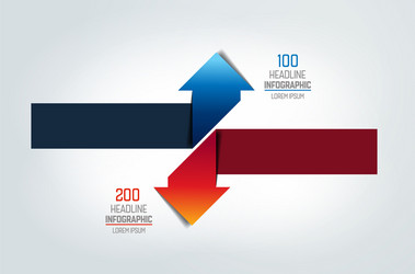 two arrows in opposite direction infographic chart vector image