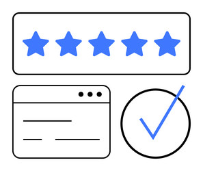 five-star rating browser window and checkmark vector image