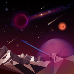 landscape of a distant planet in open space empty vector image