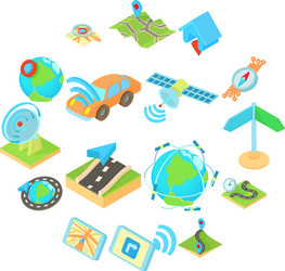 navigation icons set isometric 3d style vector image