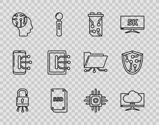 Set line lock on digital circuit board computer vector