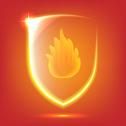Transparent Red Shield with Flame vector image